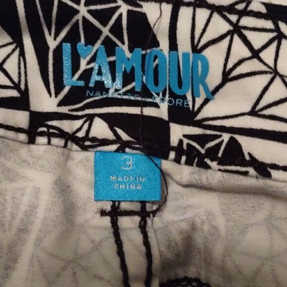 L'Amour Junior's size‎ 3 brushed denim black white diamond print zip leggings - Picture 5 of 8